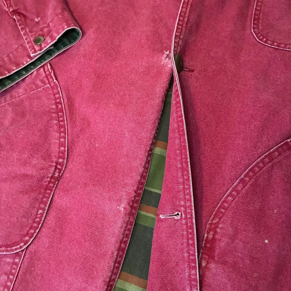 Vintage L.L. Bean Mens 2XL Cranberry Canvas Chore Barn Coat/Jacket Utility